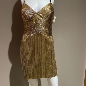 Frederick’s of Hollywood Gold Foil Mini Dress Small